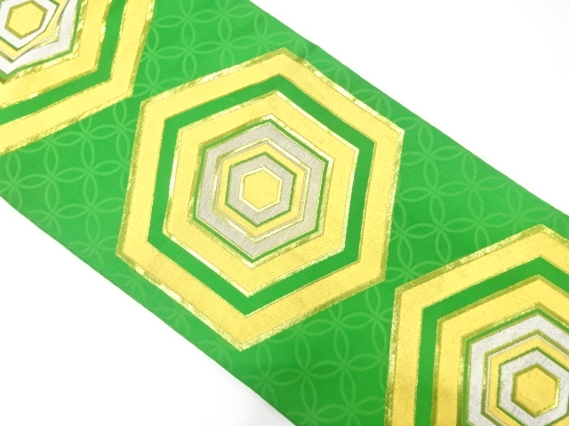 JAPANESE KIMONO / ANTIQUE FUKURO OBI / SILK / WOVEN KIKKO PATTERN